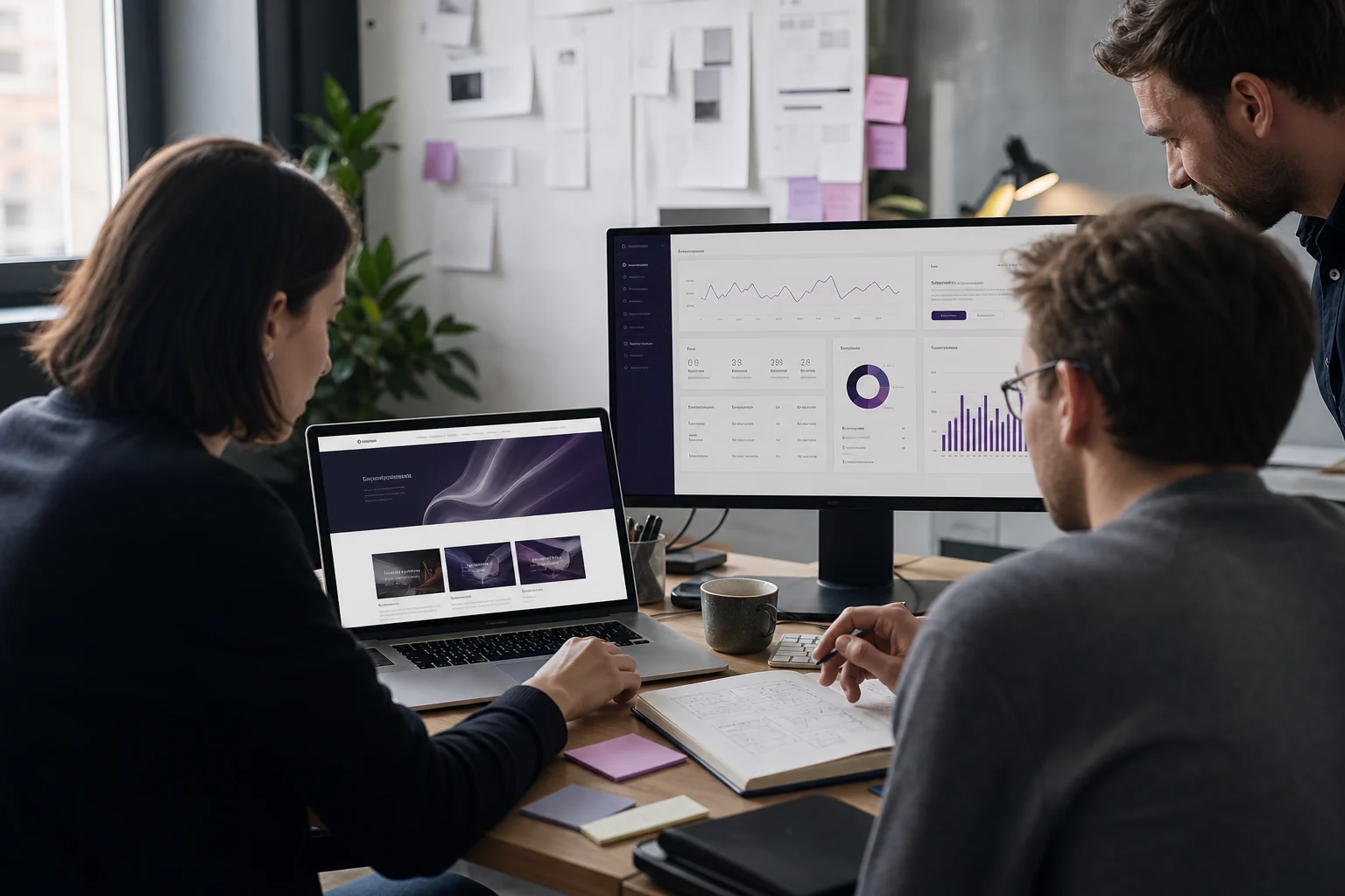 Equipo colaborando en el desarrollo de una solución digital